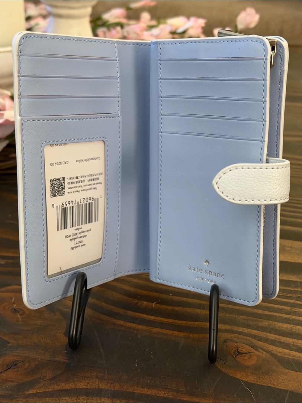 kate spade New York Light Blue Pebbled Leather Wallet - Picture 5 of 6